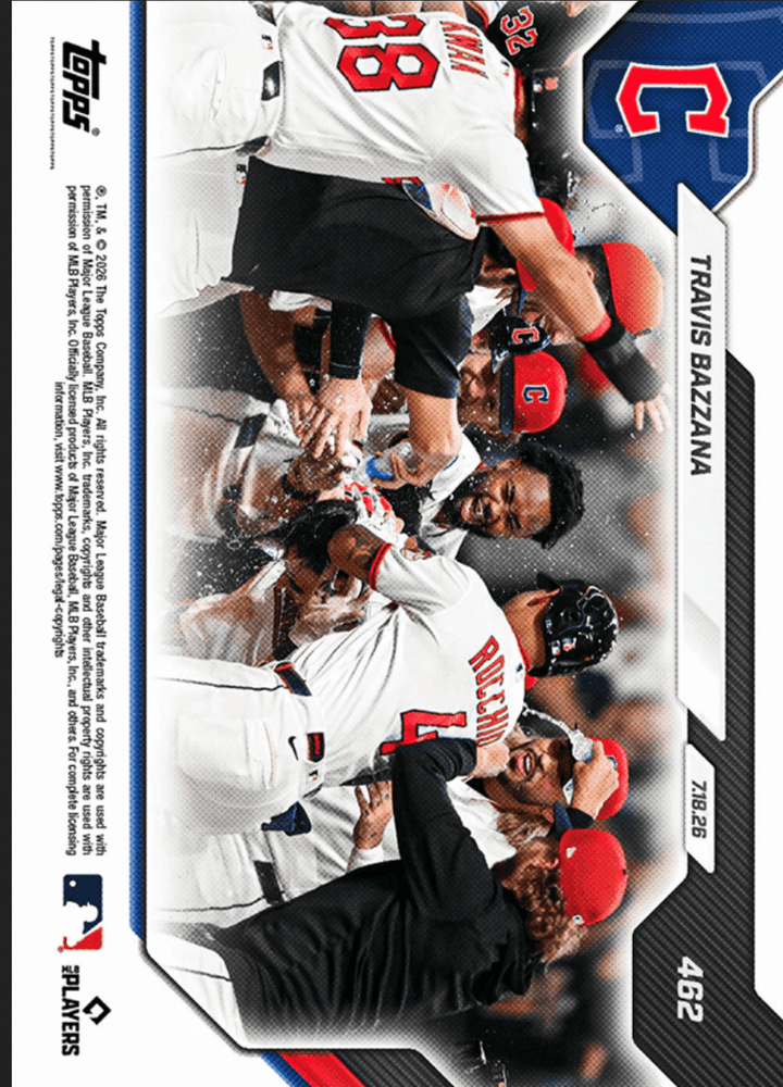 2026 Topps Now Travis Bazzana #462 Orange Foil /10 2 Run Blast Delivers First Career Walk Off Home Run Cleveland Guardians Rookie RC Baseball Card (ONLINE ORDER ONLY)
