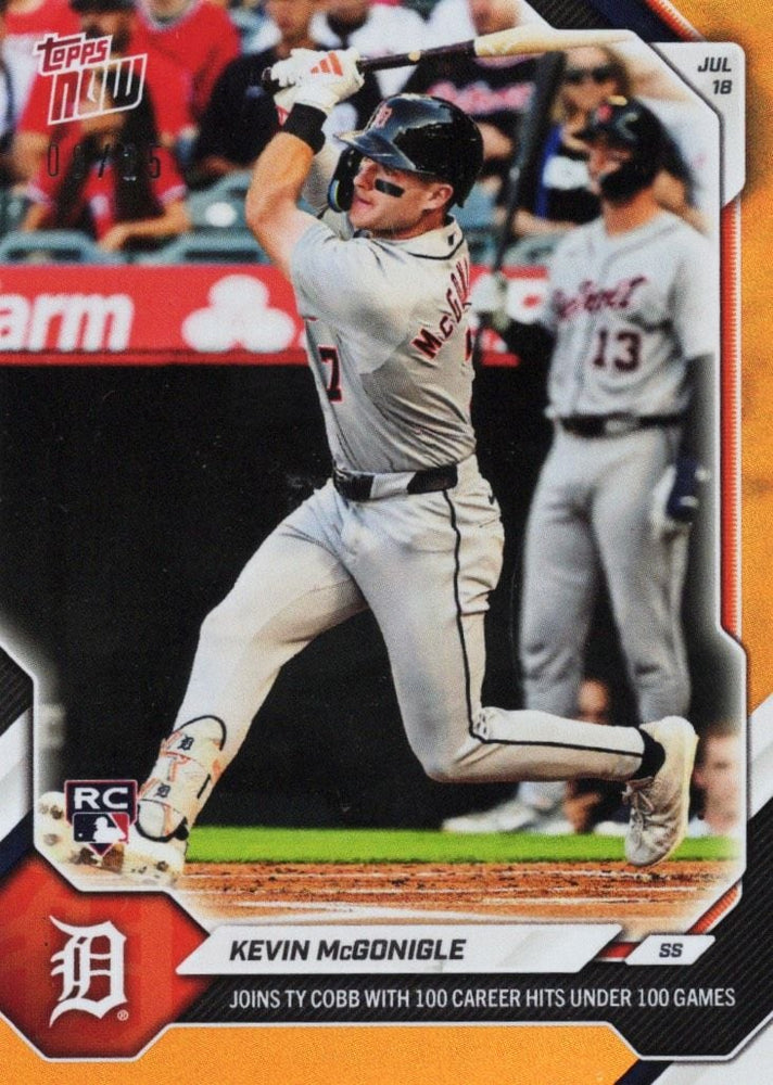 2026 Topps Now Kevin McGonigle #463 Orange Foil /25 Joins Ty Cobb with 100 Career Hits Under 100 Games Detroit Tigers Rookie RC Baseball Card (ONLINE ORDER ONLY)