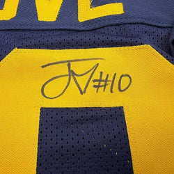 Framed Autographed/Signed Jordan Love 35x39 Green Bay Blue Retro Football Jersey Beckett BAS COA (ONLINE ORDER ONLY)