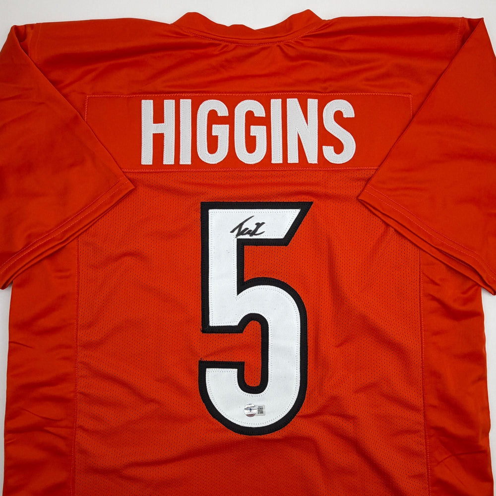 Autographed/Signed Tee Higgins Cincinnati Orange Football Jersey Beckett BAS COA (ONLINE ORDER ONLY)