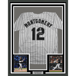Framed Autographed/Signed Colson Montgomery 35x39 Chicago Pinstripe Baseball Jersey Beckett BAS COA (ONLINE ORDER ONLY)