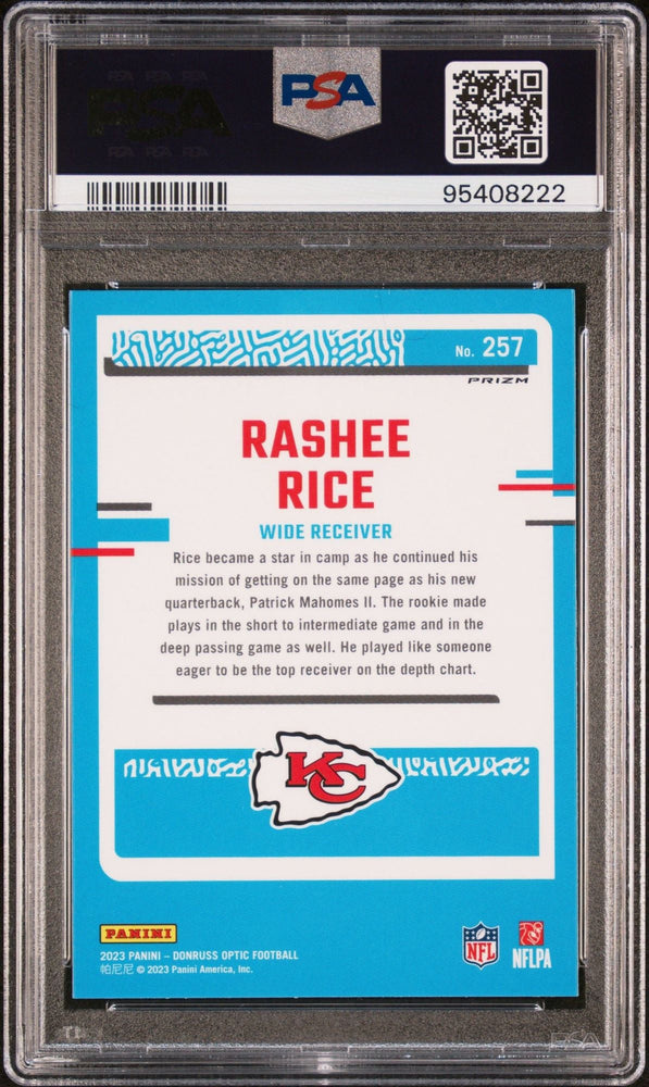 Graded 2023 Panini Donruss Optic Rashee Rice #257 Stars Rookie RC Football Card PSA 10 Gem Mint (ONLINE ORDER ONLY)