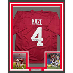 Framed Autographed/Signed Marquis Maze 35x39 Alabama Red College Football Jersey PSA COA