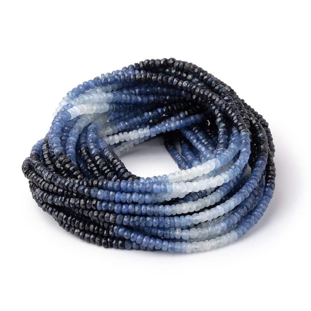 3-3.5mm Shaded Blue Sapphire Faceted Rondelles 15.5 inch 205 Beads AA (ONLINE ORDER ONLY)