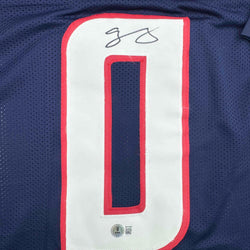 Autographed/Signed Azeez Al Shaair Houston Blue Football Jersey Beckett BAS COA