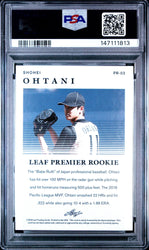 Graded 2018 Leaf Shohei Ohtani #PR-03 Premier Rookies Rookie RC Baseball Card PSA 10 Gem Mint (ONLINE ORDER ONLY)
