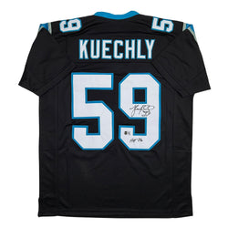 Autographed/Signed Luke Kuechly HOF 26 Carolina Black Football Jersey Beckett BAS COA