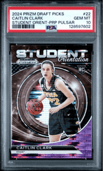 Graded 2024 Panini Prizm Draft Picks Caitlin Clark #22 Student Orientation Purple Pulsar /55 Rookie RC Basketball Card PSA 10 Gem Mint (ONLINE ORDER ONLY)