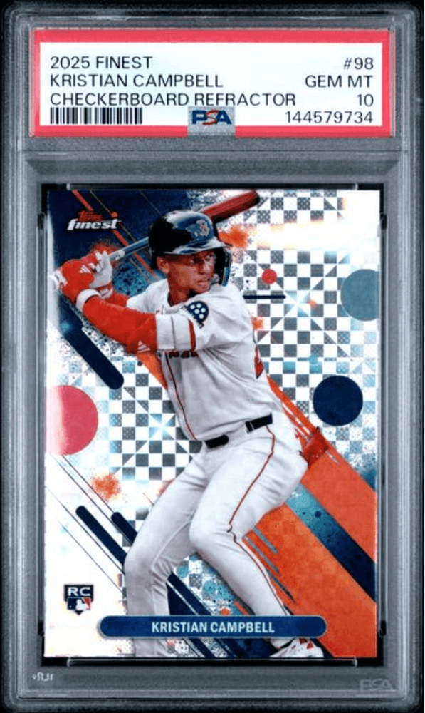 Graded 2025 Topps Finest Kristian Campbell #98 Checkerboard Refractor Rookie RC Baseball Card PSA 10 Gem Mint