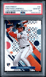 Graded 2025 Topps Finest Kristian Campbell #98 Checkerboard Refractor Rookie RC Baseball Card PSA 10 Gem Mint