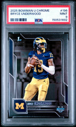Graded 2025 Topps Bowman University Chrome Bryce Underwood #196 Rookie RC Football Card PSA 9 Mint