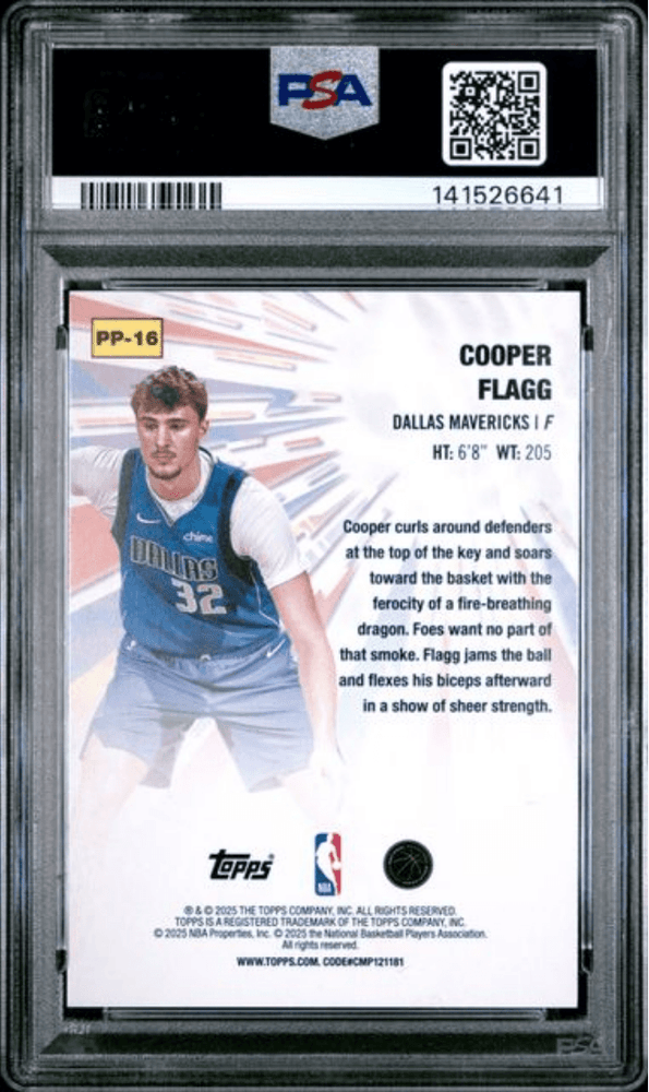 Graded 2025 Topps Cooper Flagg #PP16 Power Players Rookie RC Basketball Card PSA 9 Mint