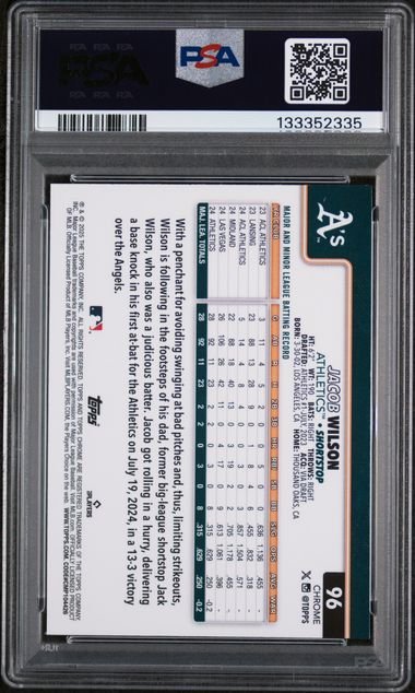 Graded 2025 Topps Chrome Jacob Wilson #96 Rookie RC Baseball Card PSA 10 Gem Mint