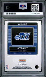 Graded 2025 Panini Instant Ace Bailey #5 Draft Night Rookie RC Basketball Card PSA 8 Near Mint