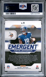 Graded 2020 Panini Prizm Justin Jefferson #10 Emergent Rookie RC Football Card PSA 10 Gem Mint
