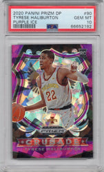 Graded 2020 Panini Prizm Draft Picks Tyrese Haliburton #90 Purple Ice /149 Rookie RC Basketball Card PSA 10 Gem Mint