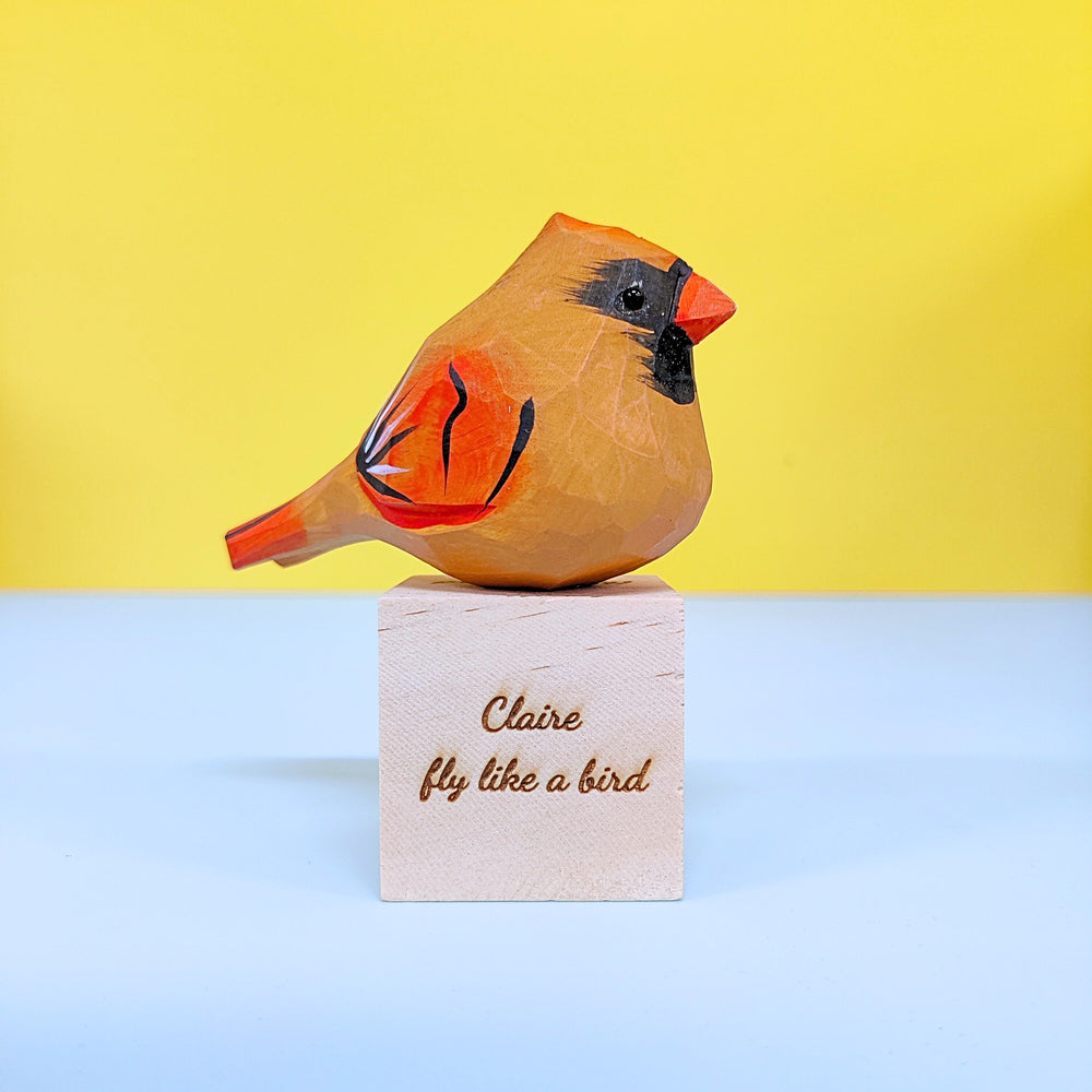 Hand Carved Cardinal Bird, Unique Gift for Loved Ones (ONLINE ORDER ONLY)