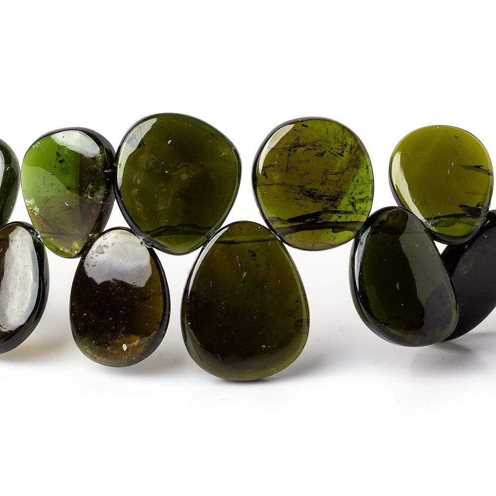 9-17mm Green Tourmaline Plain Slice Beads 7 inch 31 pieces (ONLINE ORDER ONLY)