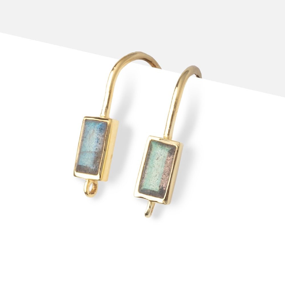17mm Labradorite Baguette Ear Wire Set of 2 pieces (ONLINE ORDER ONLY)