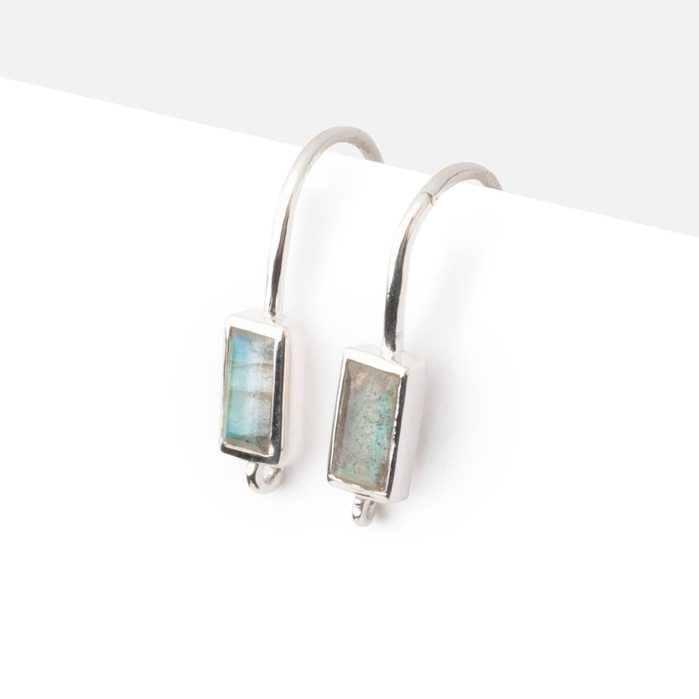 17mm Labradorite Baguette Ear Wire Set of 2 pieces (ONLINE ORDER ONLY)