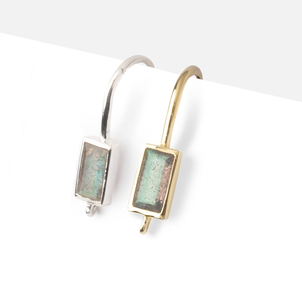 17mm Labradorite Baguette Ear Wire Set of 2 pieces (ONLINE ORDER ONLY)