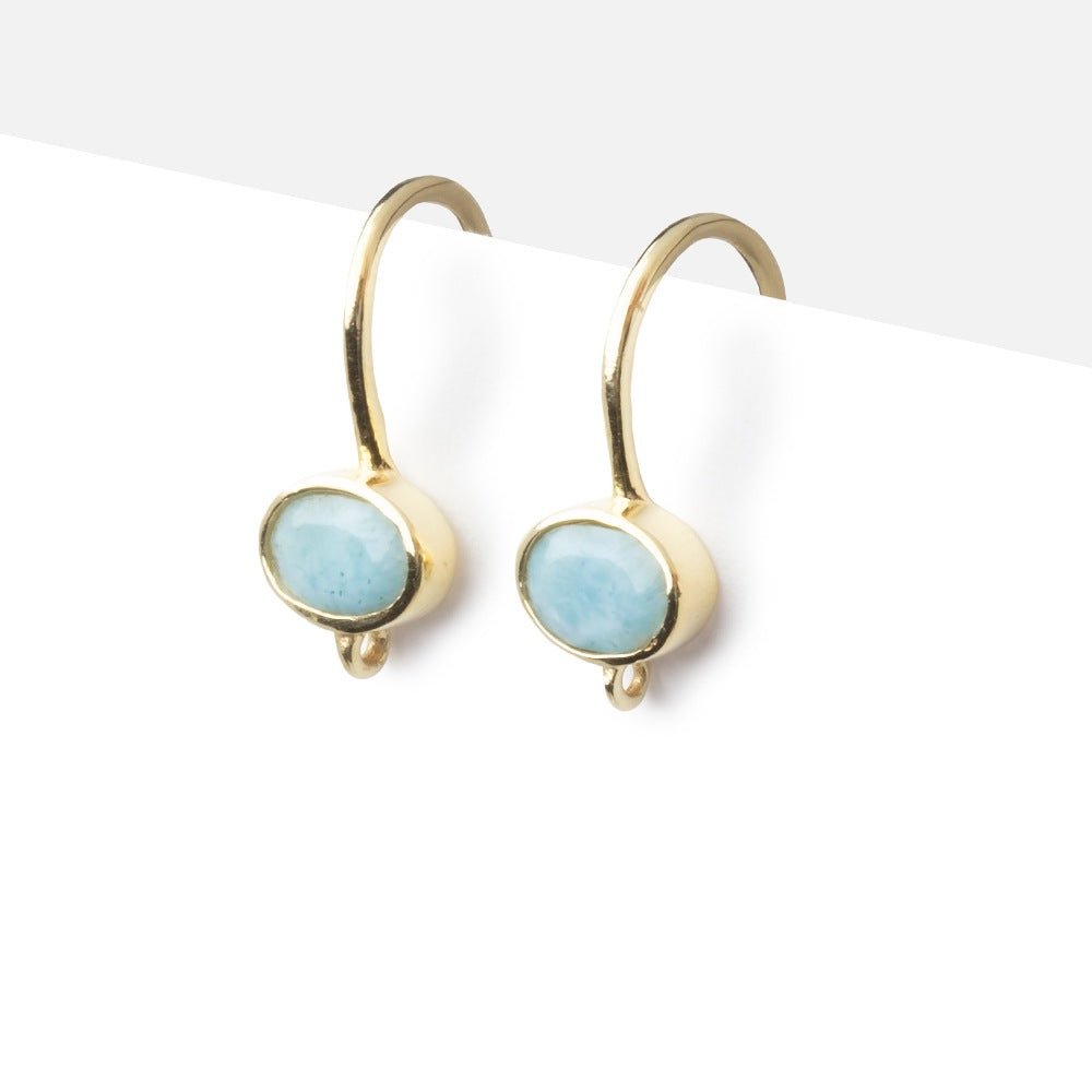 17mm Larimar Oval Ear Wire Set of 2 pieces (ONLINE ORDER ONLY)