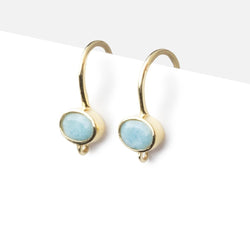 17mm Larimar Oval Ear Wire Set of 2 pieces (ONLINE ORDER ONLY)