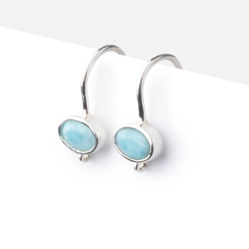 17mm Larimar Oval Ear Wire Set of 2 pieces (ONLINE ORDER ONLY)