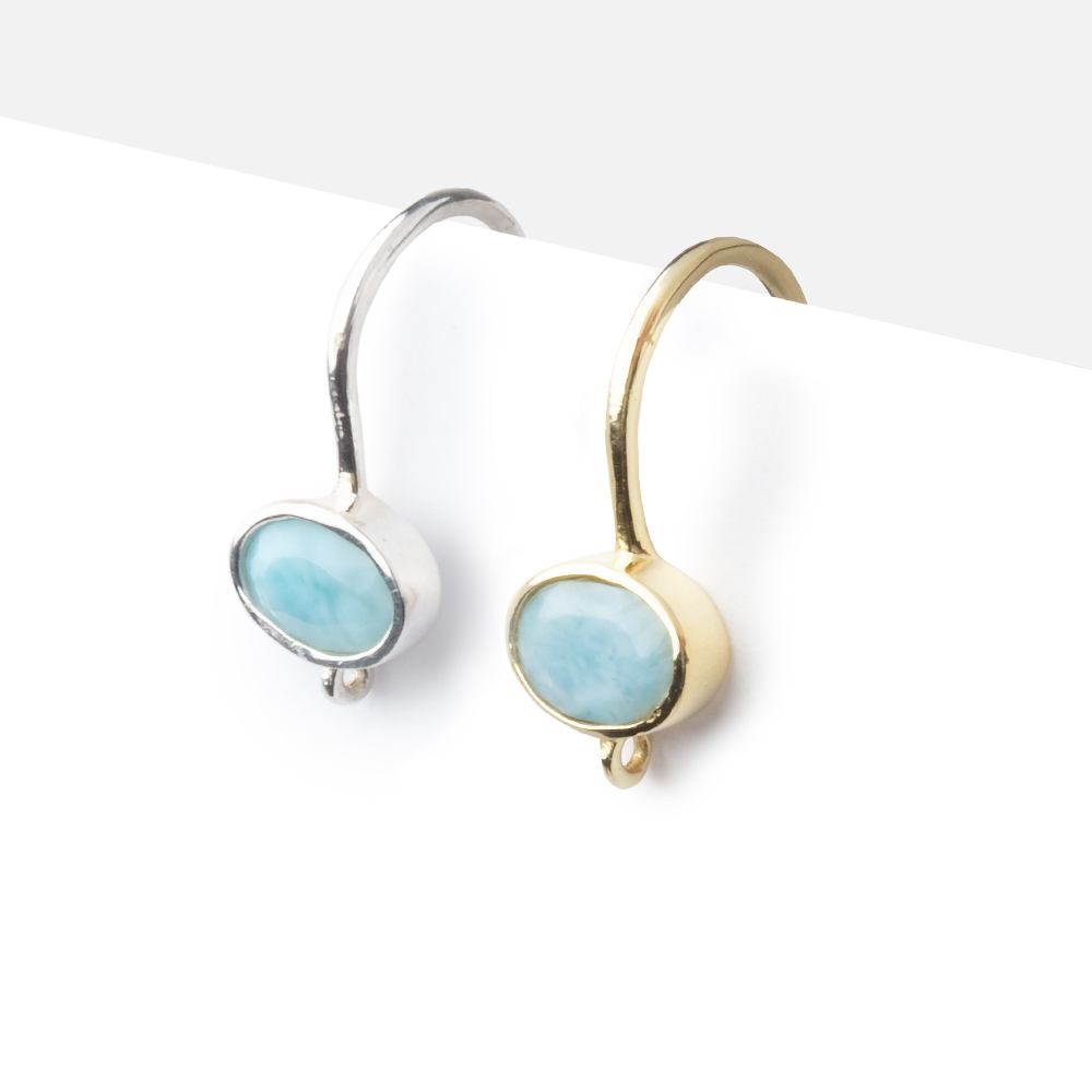 17mm Larimar Oval Ear Wire Set of 2 pieces (ONLINE ORDER ONLY)