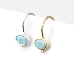17mm Larimar Oval Ear Wire Set of 2 pieces (ONLINE ORDER ONLY)