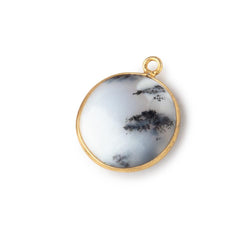 17mm Vermeil Bezel Dendritic Opal Plain Coin Pendant 1 piece (ONLINE ORDER ONLY)