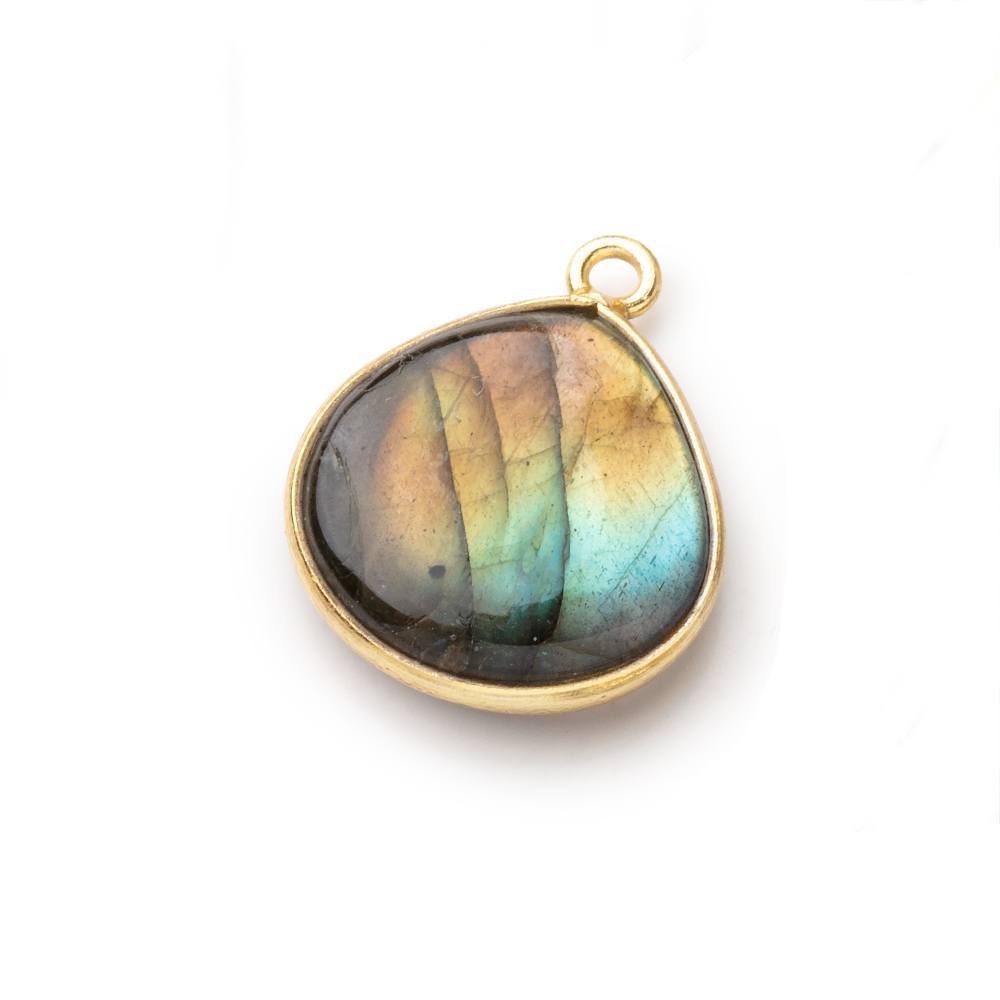 17mm Vermeil Bezel Labradorite Plain Heart Pendant 1 piece (ONLINE ORDER ONLY)
