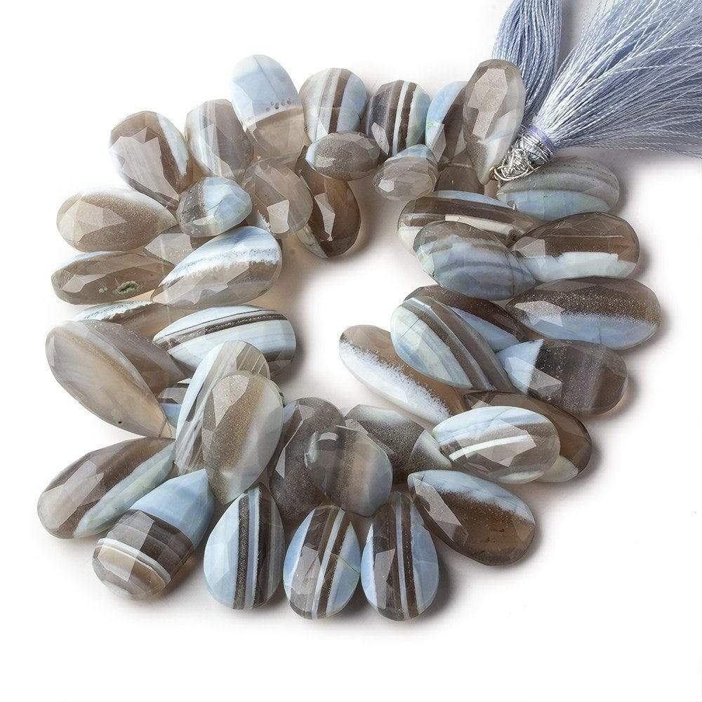 17x10-21x13mm Banded Owyhee Blue Opal faceted pears 8 inch 37 beads AA (ONLINE ORDER ONLY)