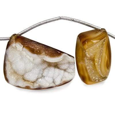 17x12-28x20mm Toffee Agate Drusy Freeform Beads 11 pieces (ONLINE ORDER ONLY)