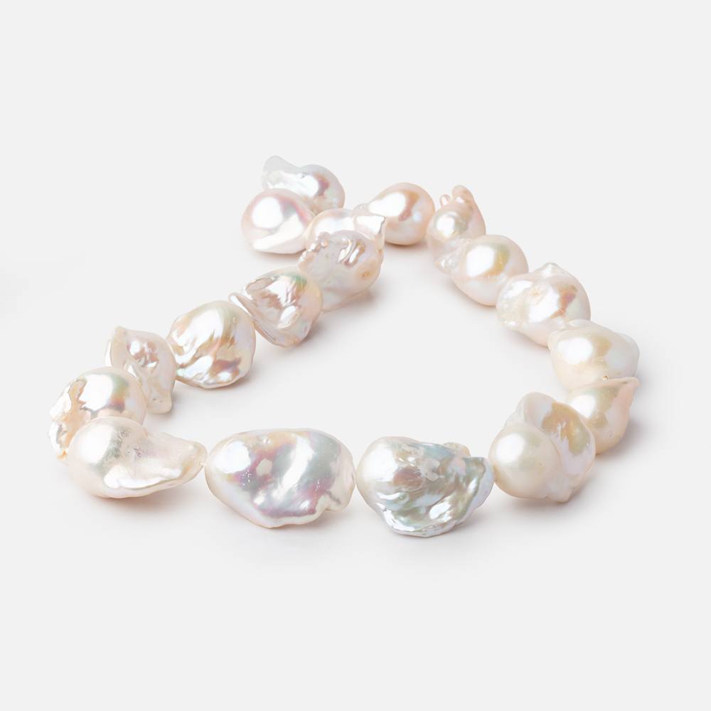 17x13-27x14mm Creamy White Ultra Baroque Pearls 15 inch 18 Beads AA