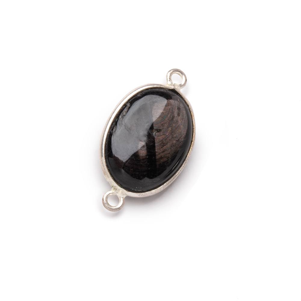 17x13mm .925 Silver Bezel Hypersthene Plain Oval Connector 1 piece (ONLINE ORDER ONLY)