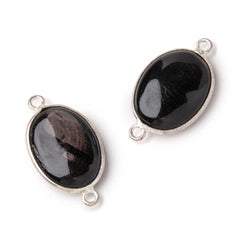 17x13mm .925 Silver Bezel Hypersthene Plain Oval Connector 1 piece (ONLINE ORDER ONLY)