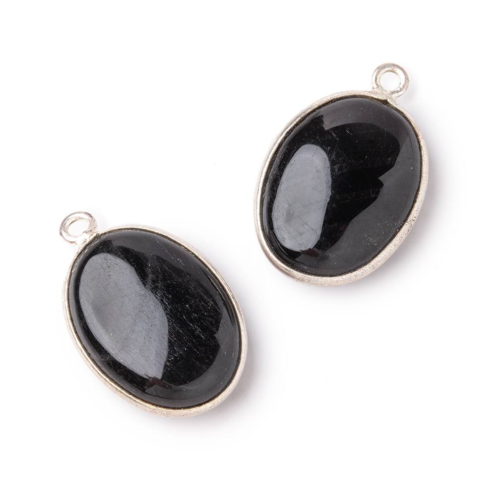 17x13mm .925 Silver Bezel Hypersthene Plain Oval Pendant 1 piece (ONLINE ORDER ONLY)