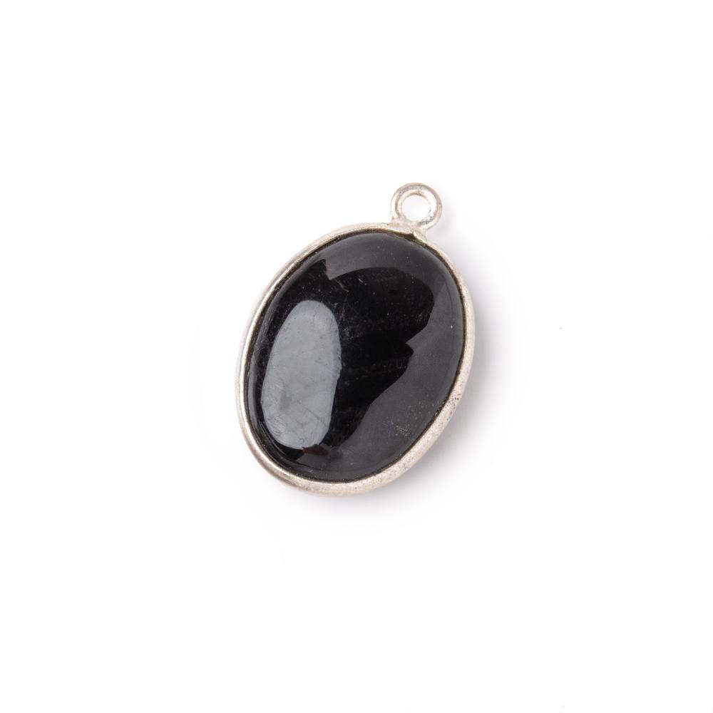 17x13mm .925 Silver Bezel Hypersthene Plain Oval Pendant 1 piece (ONLINE ORDER ONLY)