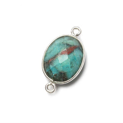 17x13mm Silver Bezel Chrysocolla Faceted Oval Connector 1 piece (ONLINE ORDER ONLY)