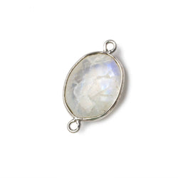 17x13mm Silver Bezel Rainbow Moonstone Faceted Oval Connector 1 piece (ONLINE ORDER ONLY)
