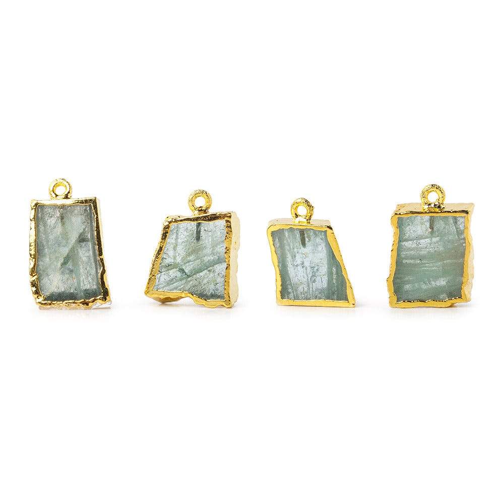17x14mm Gold Leafed Aquamarine Slice Pendant 1 piece (ONLINE ORDER ONLY)
