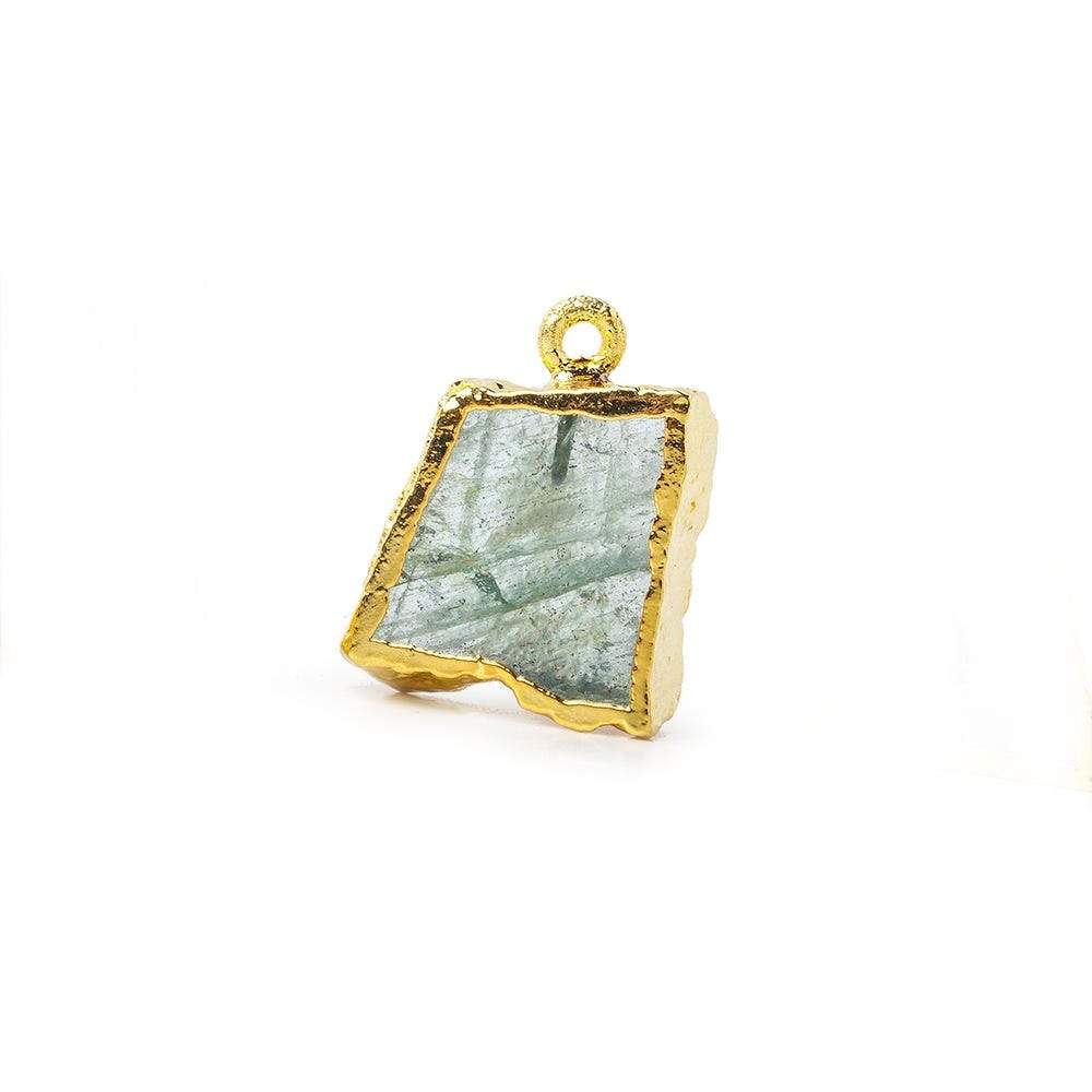 17x14mm Gold Leafed Aquamarine Slice Pendant 1 piece (ONLINE ORDER ONLY)