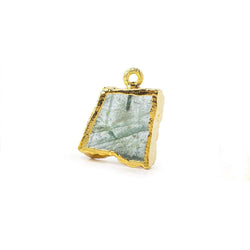 17x14mm Gold Leafed Aquamarine Slice Pendant 1 piece (ONLINE ORDER ONLY)
