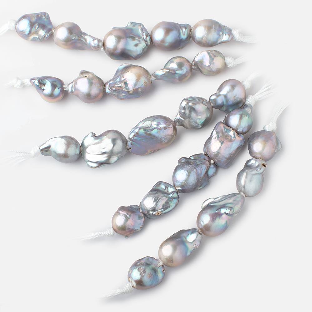 17x15-23x15mm Silver Ultra Baroque 2.5mm Large Hole Pearls 5 Beads (ONLINE ORDER ONLY)