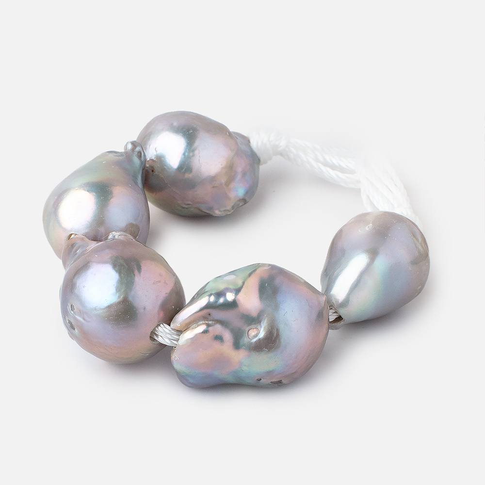 17x15-23x15mm Silver Ultra Baroque 2.5mm Large Hole Pearls 5 Beads (ONLINE ORDER ONLY)