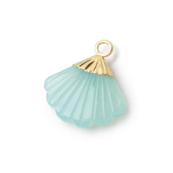 17x15mm Gold Leafed Seafoam Chalcedony Carved Seashell Focal Pendant 1 piece (ONLINE ORDER ONLY)