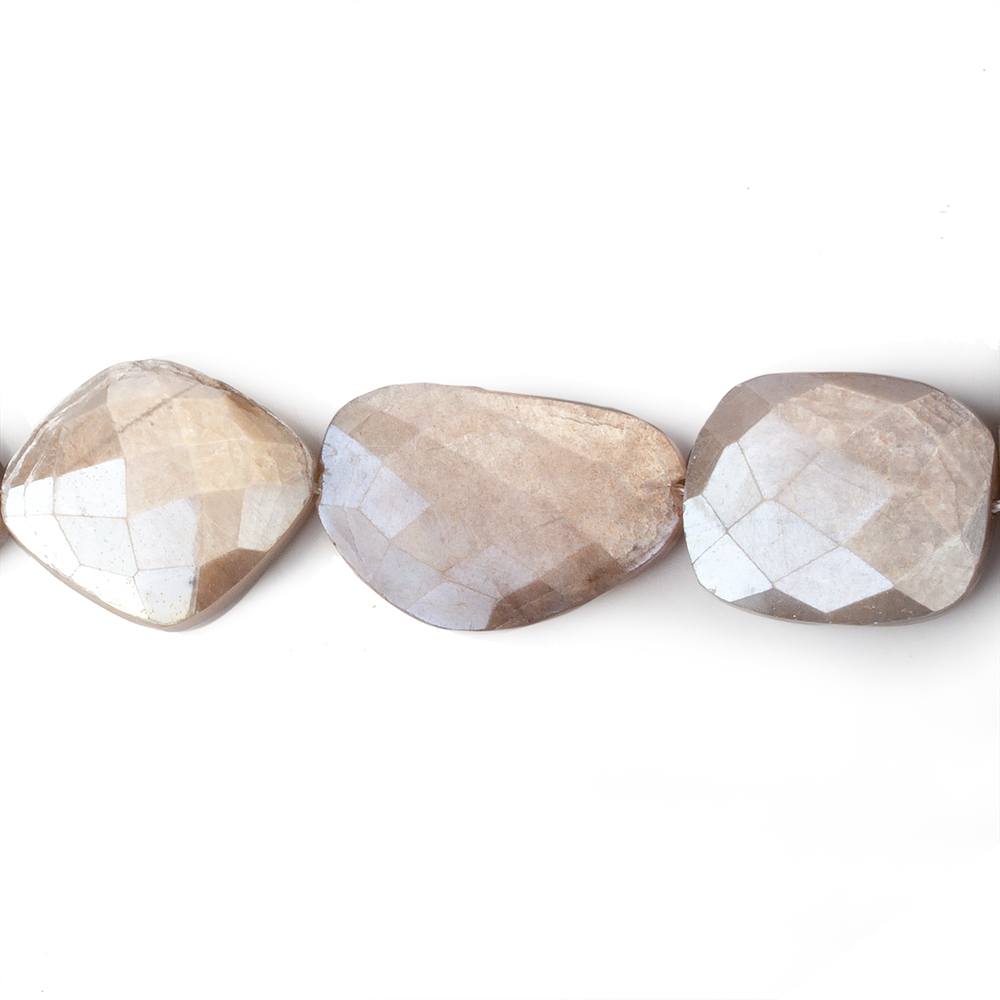 17x16-23x17mm Mystic Chocolate Moonstone Faceted Flat Nuggets 13.5 inch 15 beads (ONLINE ORDER ONLY)