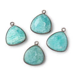 17x17mm Black Gold .925 Bezel Amazonite Plain Triangle Pendant 1 Focal Bead (ONLINE ORDER ONLY)
