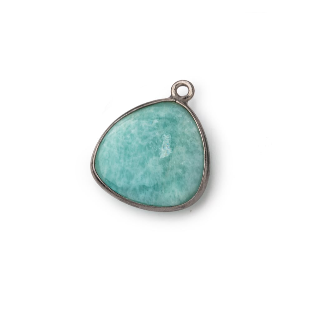 17x17mm Black Gold .925 Bezel Amazonite Plain Triangle Pendant 1 Focal Bead (ONLINE ORDER ONLY)